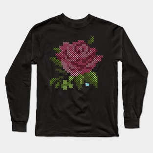 Cross Stitch Rose Long Sleeve T-Shirt